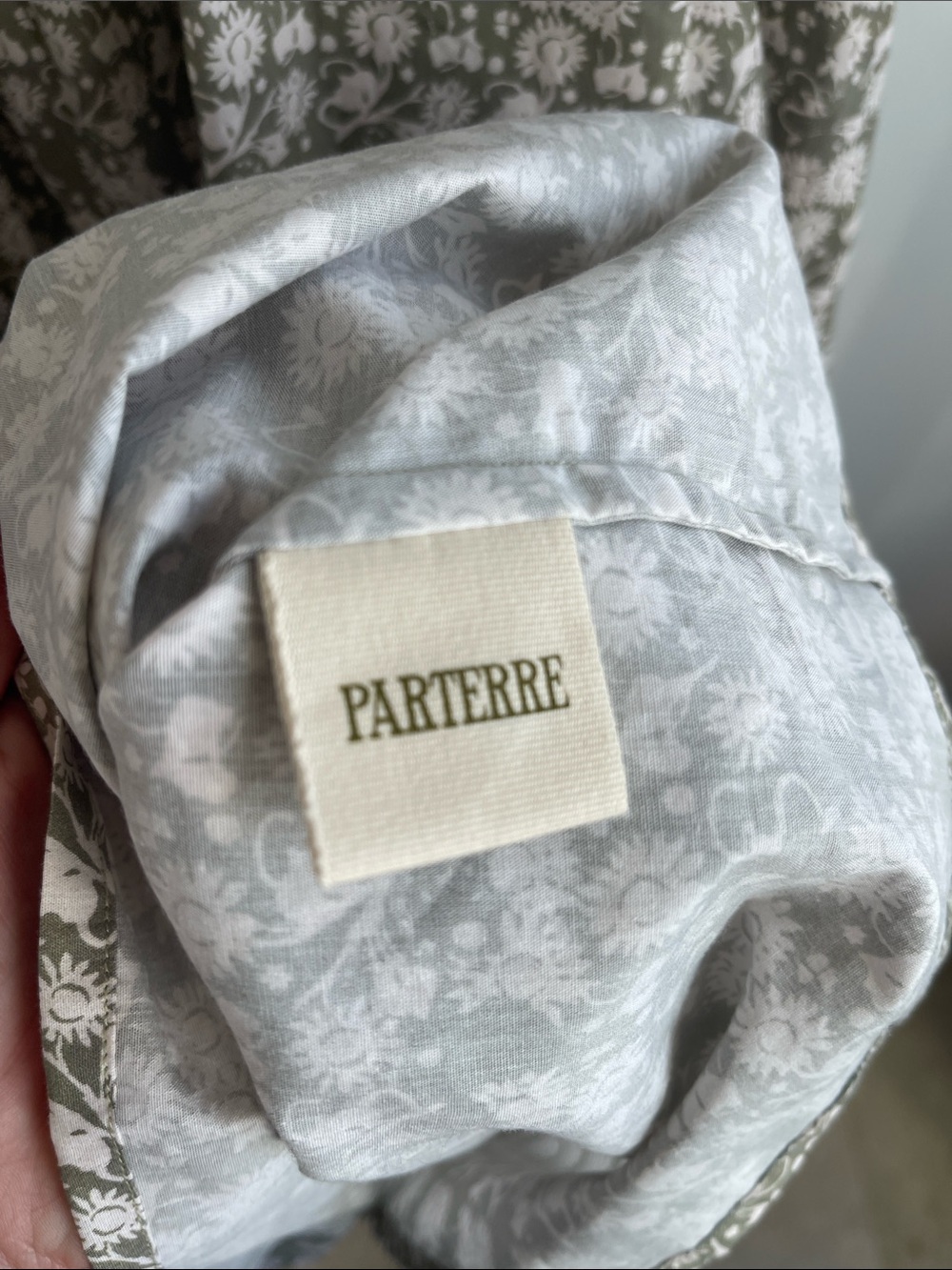Parterre Owen Dress Everly Print Green Ivory Floral Block Print Size 00 - Picture 5 of 6